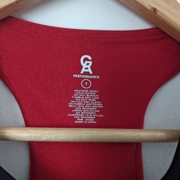 Good American black red logo high neck long line racer back athletic sports bra - Picture 3 of 5